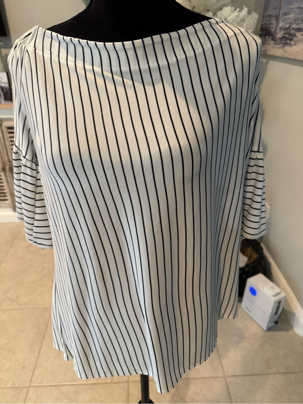 Women’s Black & White Striped off the shoulders